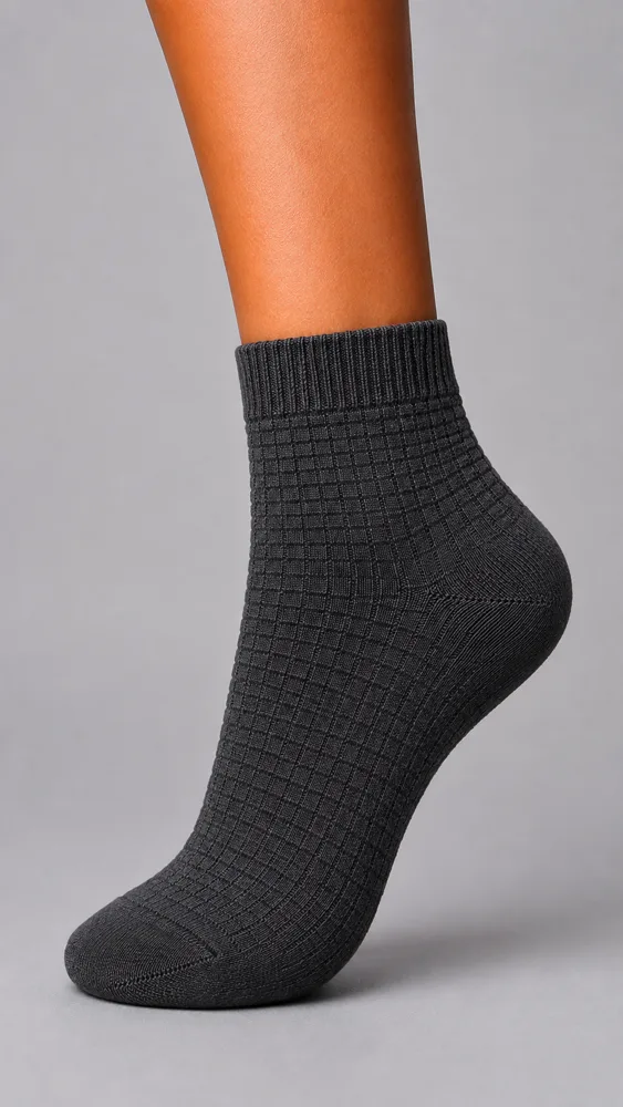 The Waffle Quarter sock in Charcoal