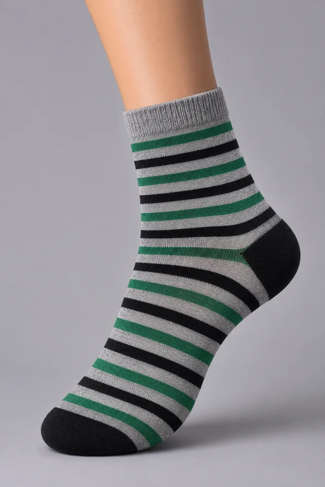 The Multi-Stripe sock in Grey / Green / Black
