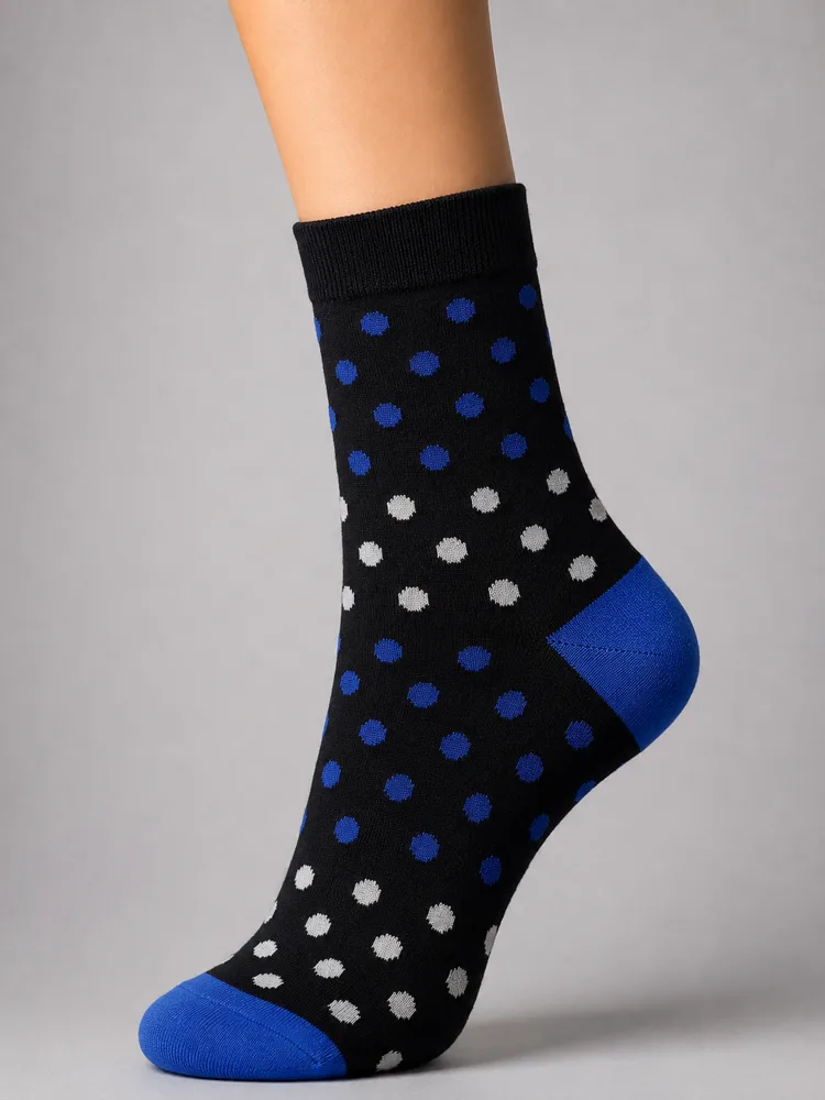 The Polka Dot sock in Black / Blue
